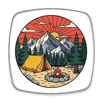 Ecological Mountain Campsite - Square fridge magnet - white - Front