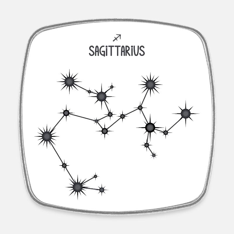 Sagittarius Zodiac Star Constellation Black & Gray - Square fridge magnet - white