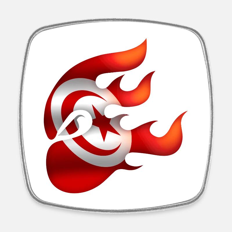 Drapeau de la Tunisie - Tunisie - Ninja - Magnet carré - blanc
