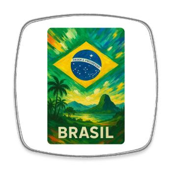 Brazil – Tropical Flag Painting - Square fridge magnet - white - Front