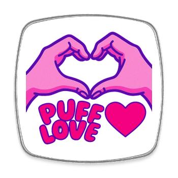 Herz Puffed Love Design und Hände - Viereckiger Kühlschrankmagnet - Weiß - Vorne
