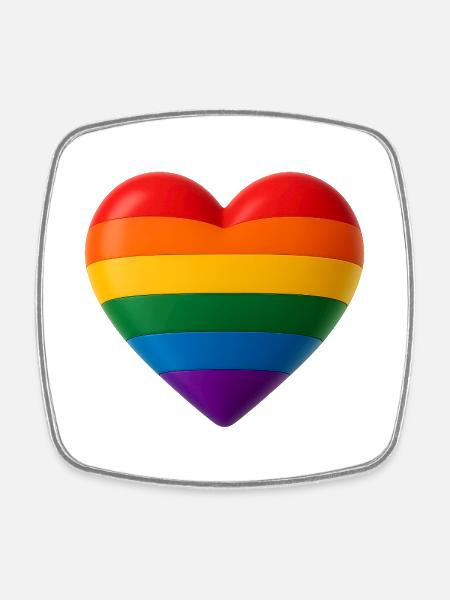 Heart in rainbow colors for variety 3D look - Square fridge magnet - white