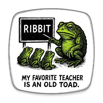 Illustration de la classe d’enseignement de la grenouille Lomu - Magnet carré - blanc - Devant