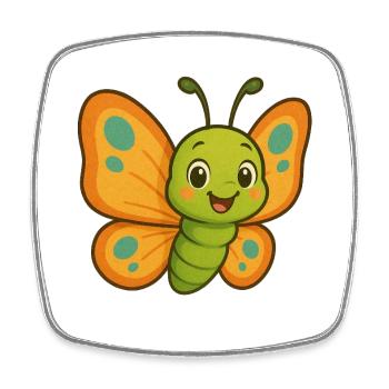 Schmetterling Cartoon Design - Viereckiger Kühlschrankmagnet - Weiß - Vorne