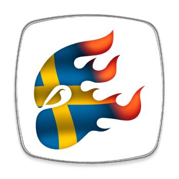 Drapeau de la Suède - Suède - Ninja - Magnet carré - blanc - Devant