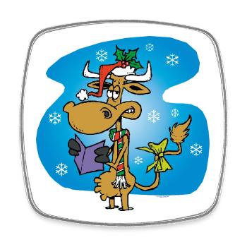Cow Santa Claus *funny* - Square fridge magnet - white - Front