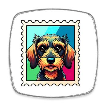 Colorful Dog Portrait in Pop Art Style - Square fridge magnet - white - Front