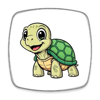 Cute turtle animation - Square fridge magnet - white - Front