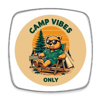 Camp Vibes Bear Camping Logo - Square fridge magnet - white - Front