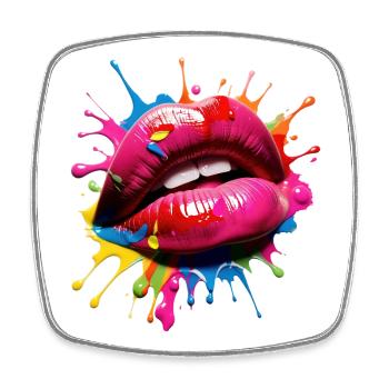 Lebendige Lippenkunst mit Color Splash - Viereckiger Kühlschrankmagnet - Weiß - Vorne