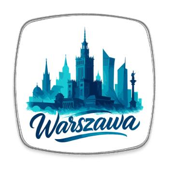 Warsaw Warszawa Capital Poland Gift - Square fridge magnet - white - Front
