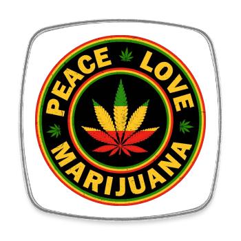 Peace Love Marijuana Rasta Badge - Square fridge magnet - white - Front