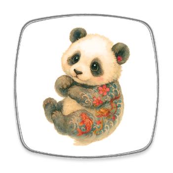 Yakuza Panda – Calm Inked Cub - Square fridge magnet - white - Front