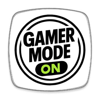 Gamer Mode ON – T-shirt gaming fluo - Magnet carré - blanc - Devant