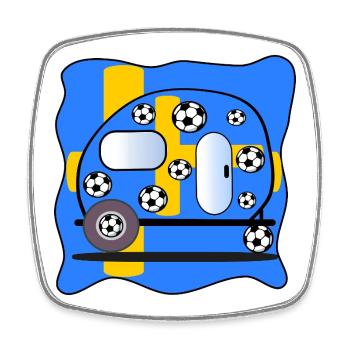 Schweden Camping Fußball - Viereckiger Kühlschrankmagnet - Weiß - Vorne