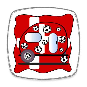 Football Camping Danemark - Magnet carré - blanc - Devant
