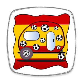 Fußball Camping Spanien - Viereckiger Kühlschrankmagnet - Weiß - Vorne