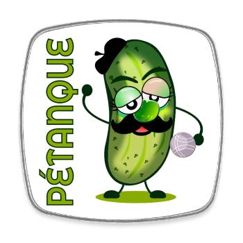 Pétanque Boule Moustache Pickles - Square fridge magnet - white - Front