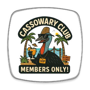 Australia Beach Cassowary Club nur für Mitglieder - Viereckiger Kühlschrankmagnet - Weiß - Vorne