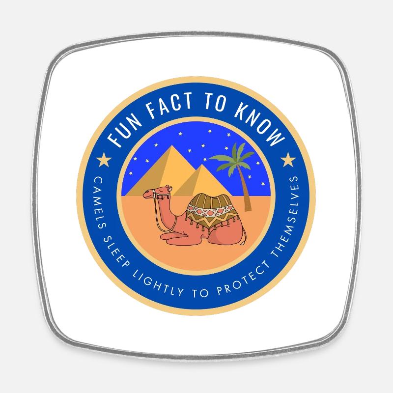 Desert Camel Fact - Square fridge magnet - white