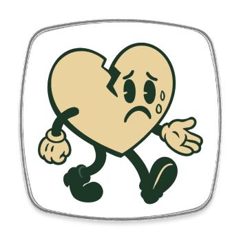Broken heart with sad expression - Square fridge magnet - white - Front