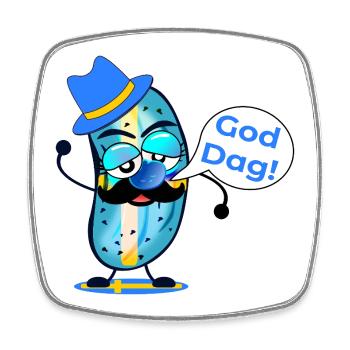 Good day pickle mustache - Square fridge magnet - white - Front