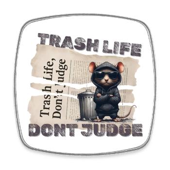 Trash rat with sunglasses and trash motif - Square fridge magnet - white - Front