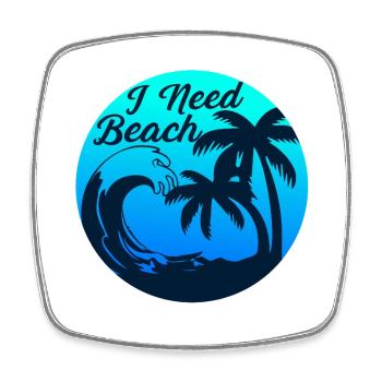 I Need Beach – Surfen, Sonne, Meer, Palmen - Viereckiger Kühlschrankmagnet - Weiß - Vorne