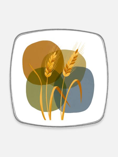 Golden grain pattern on pastel background - Square fridge magnet - white