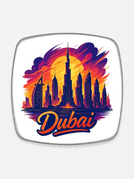 Dubaï Golfe Tiger City Émirats arabes unis Cadeau - Magnet carré - blanc