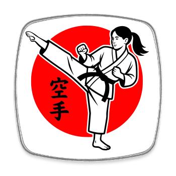 Karate Yokogeri weiblich - Viereckiger Kühlschrankmagnet - Weiß - Vorne