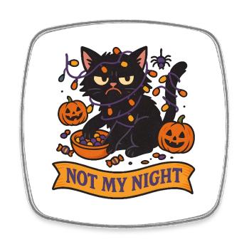 War Moody Halloween Cat with Pumpkins - Square fridge magnet - white - Front