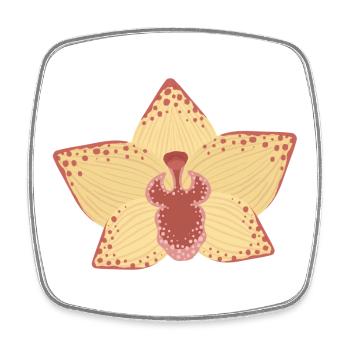 Elegant Orchid Flower Illustration - Square fridge magnet - white - Front