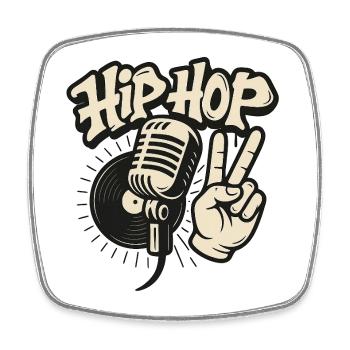 Hip Hop Mikrofon Premium Design - Viereckiger Kühlschrankmagnet - Weiß - Vorne