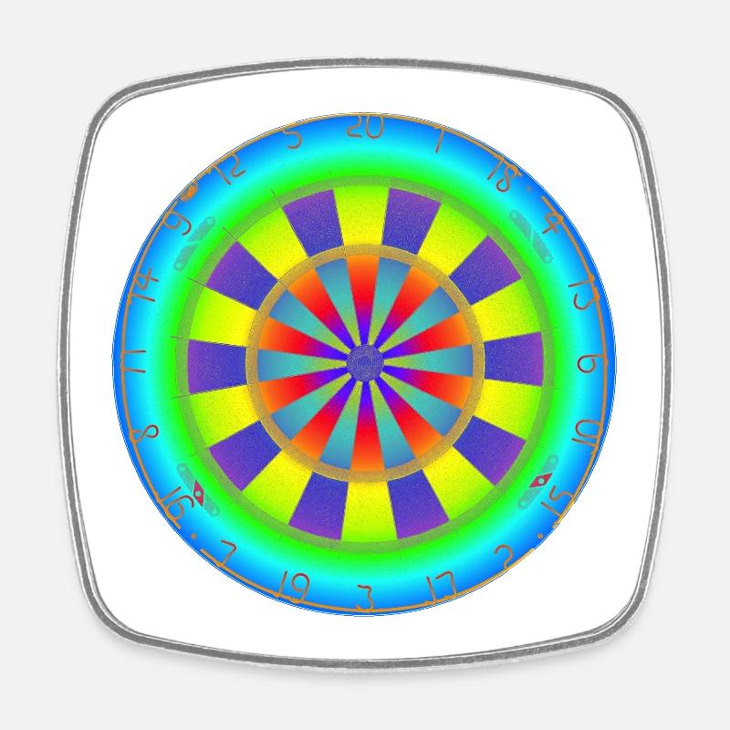 Dartboard Rainbow - Viereckiger Kühlschrankmagnet - Weiß