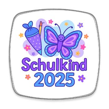 Schulanfang 2025 „Schmetterling“ - Viereckiger Kühlschrankmagnet - Weiß - Vorne