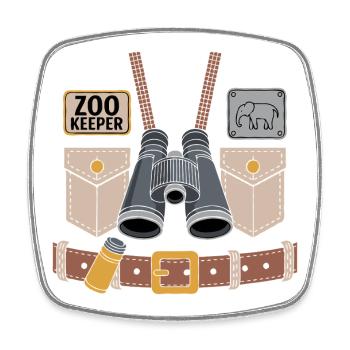 Zoo Keeper Binoculars T-Shirt Design - Square fridge magnet - white - Front