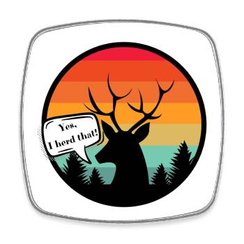 Hirsch mit Sonnenuntergangshintergrund im Retro-Stil - Viereckiger Kühlschrankmagnet - Weiß - Vorne
