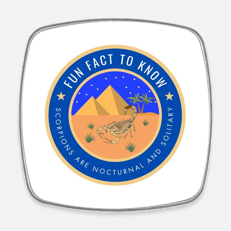 Desert Night Scorpion Fact - Square fridge magnet - white