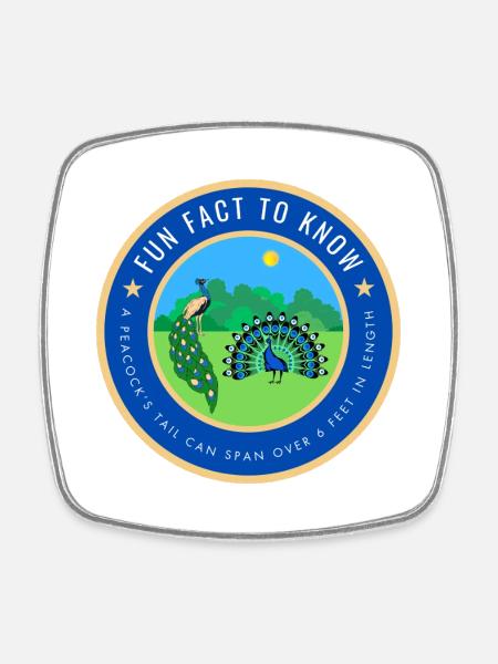 Peacock Fact - Square fridge magnet - white