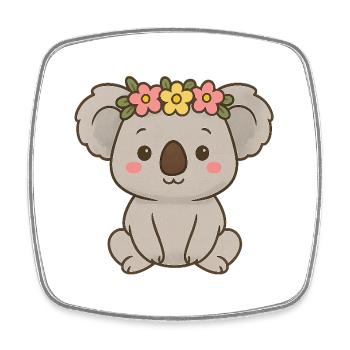 Mignon koala avec couronne de fleurs - Magnet carré - blanc - Devant