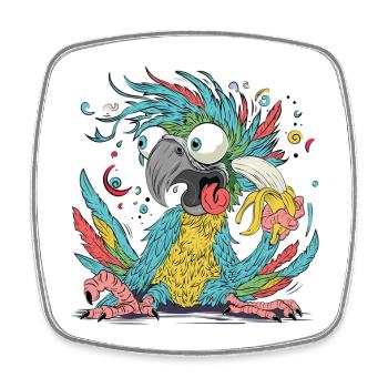 Cuclillo Perroquet Conception de dessin ludique | Coloré - Magnet carré - blanc - Devant