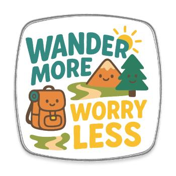 Wander More Worry Less - Square fridge magnet - white - Front