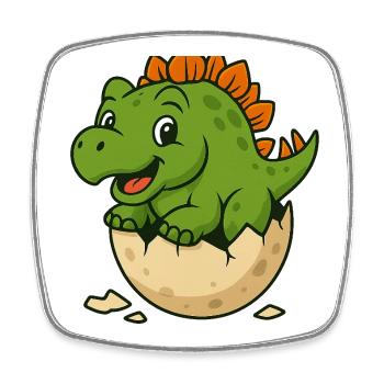 Cute dinosaur offspring on egg - Square fridge magnet - white - Front