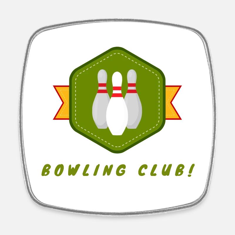 Retro Bowler Pin Badge Design - Square fridge magnet - white