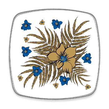 Motif de feuilles et de fleurs tropicales - Magnet carré - blanc - Devant