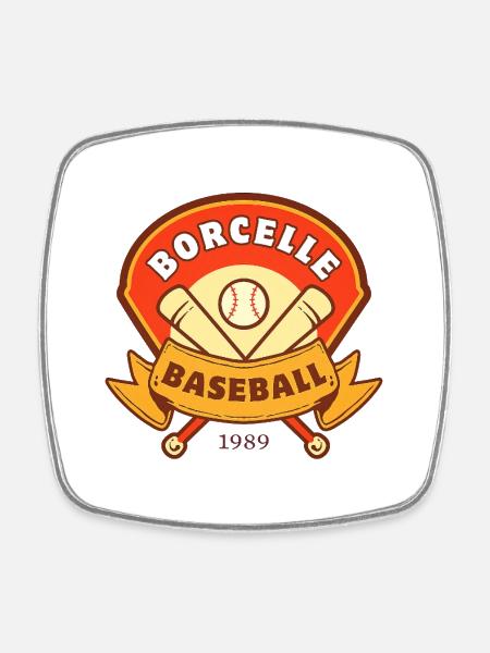 Vintage Borcelle Baseball Emblem - Square fridge magnet - white