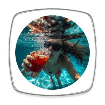Malle Unterwasser Pool Party - Viereckiger Kühlschrankmagnet - Weiß - Vorne
