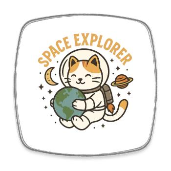 Explorateur de l’espace – Chat astronaute kawaii - Magnet carré - blanc - Devant