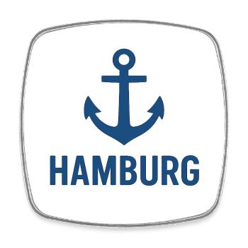 Hambourg avec ancre - Magnet carré - blanc - Devant